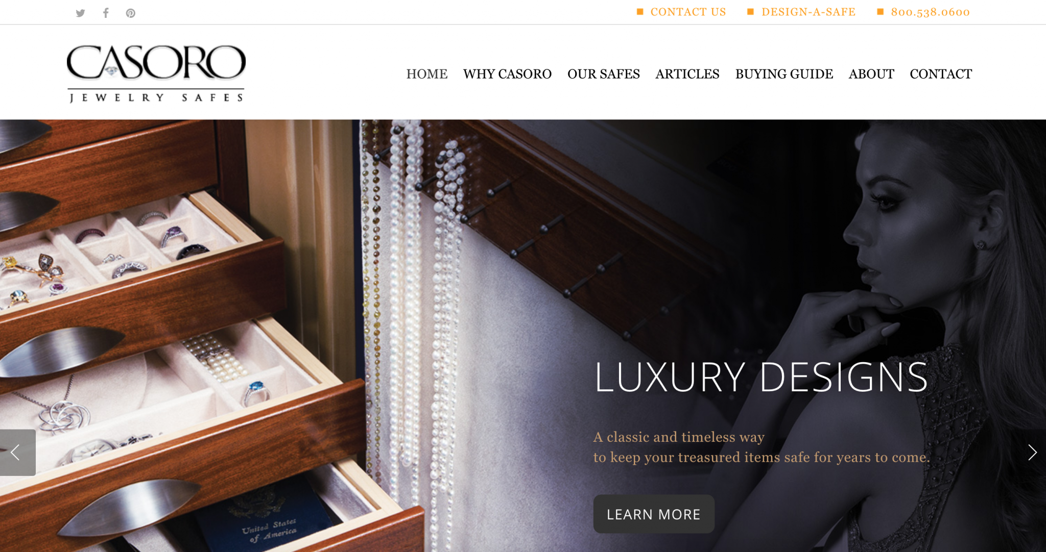 Casoro Jewelry Safes website