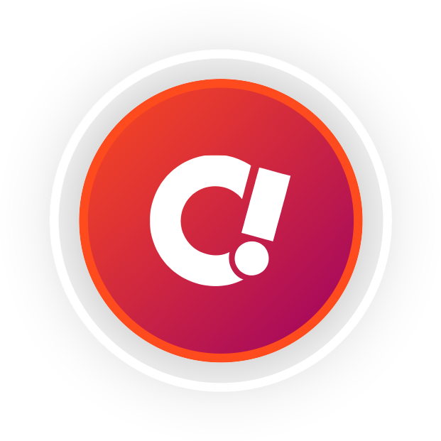 bright red circle with Counterintuity's C! logo inside