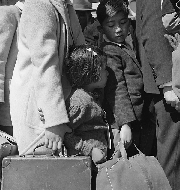 Byron, California. Third generation of American children of Japanese ancestry in crowd awaiting the...