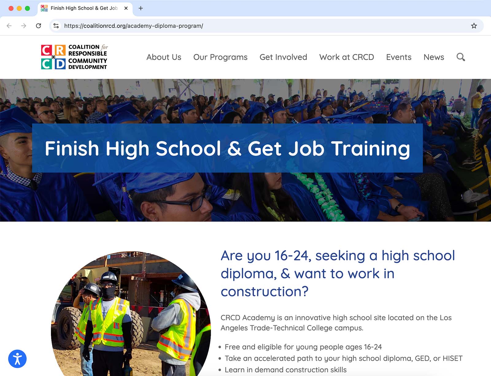 CRCD landing page for CRCD Academy program
