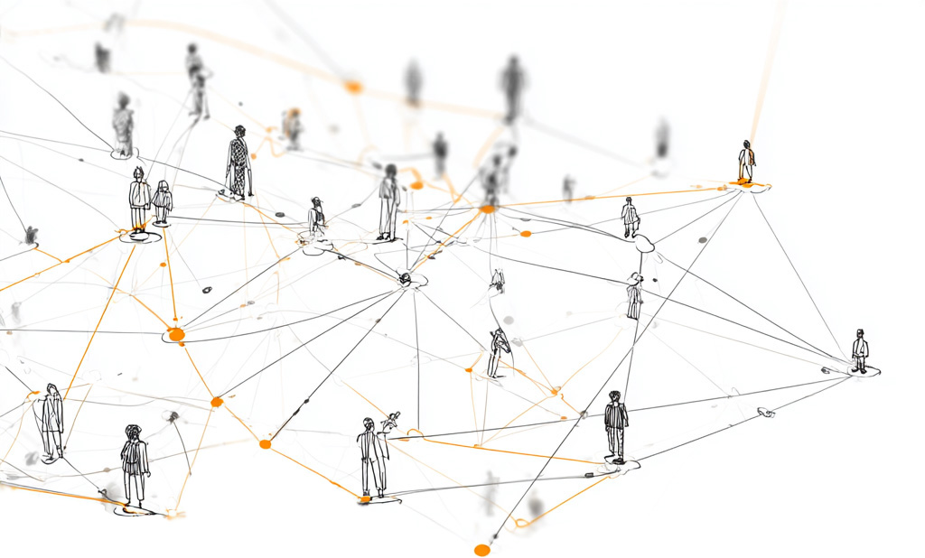 Abstract illustration of a noisy social network