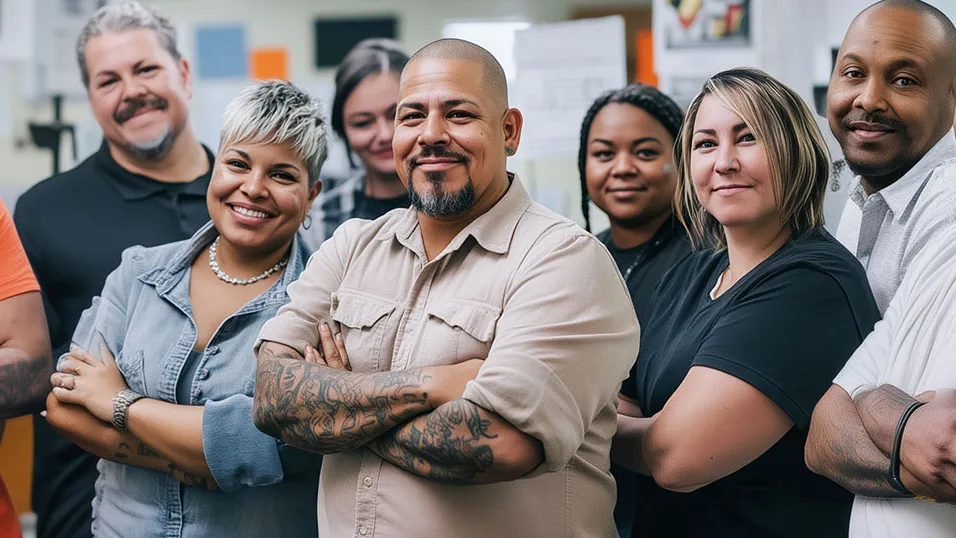 Nonprofit workforce development team and program participants