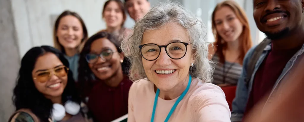 Nonprofit leader and team celebrating together